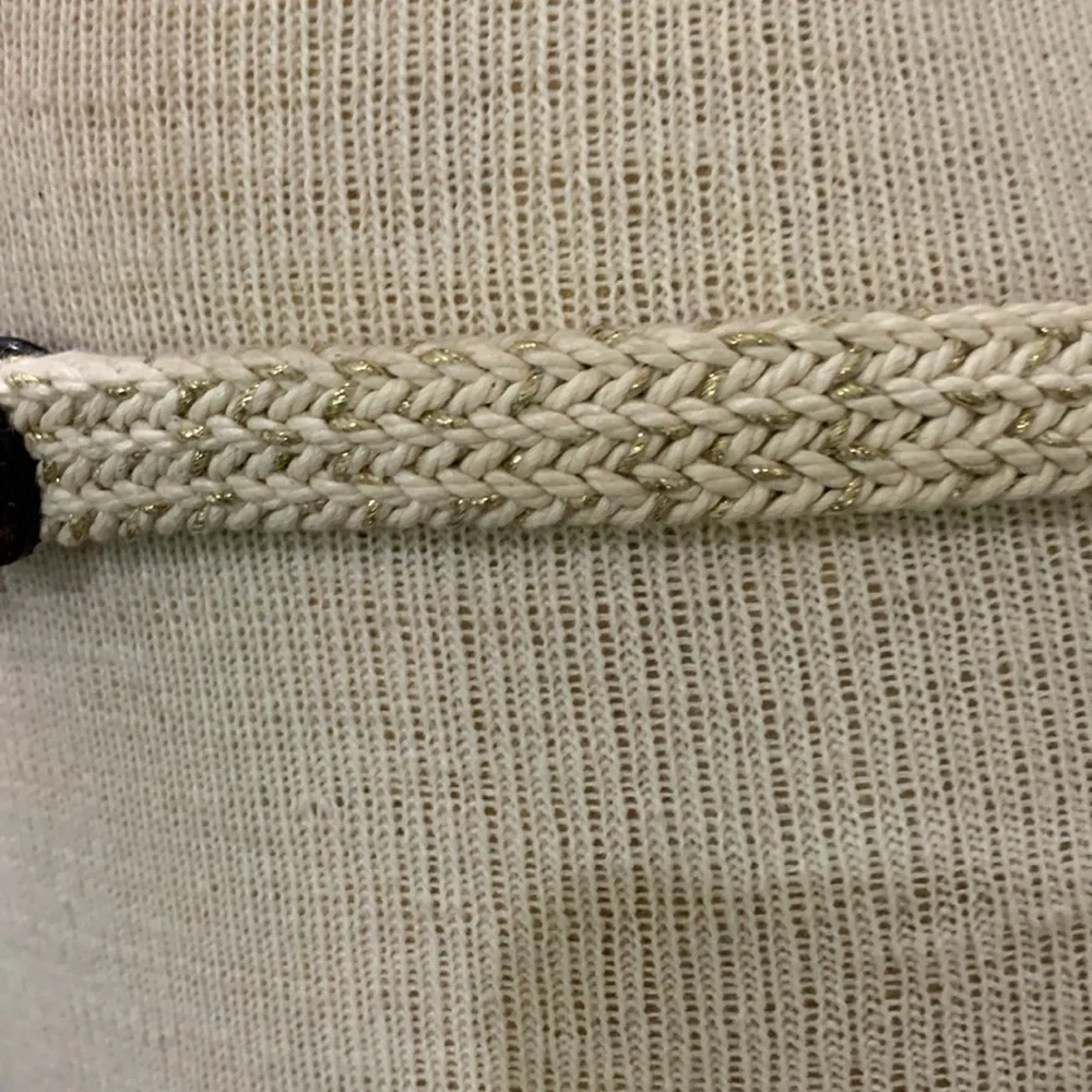 Liz Claiborne leather and cloth belt with gold metallic thread sz S